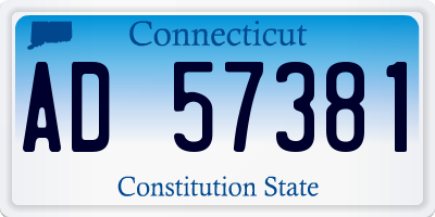 CT license plate AD57381