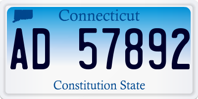 CT license plate AD57892