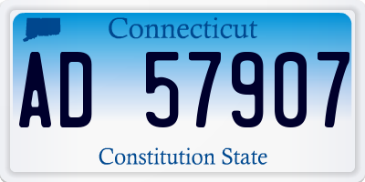 CT license plate AD57907