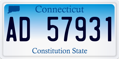 CT license plate AD57931
