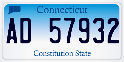 CT license plate AD57932