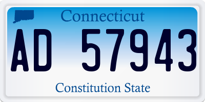 CT license plate AD57943