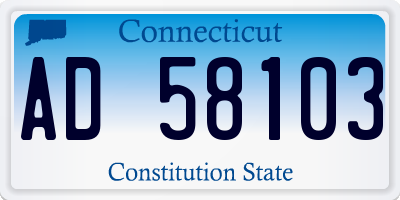 CT license plate AD58103