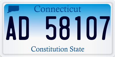 CT license plate AD58107