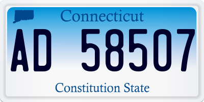CT license plate AD58507