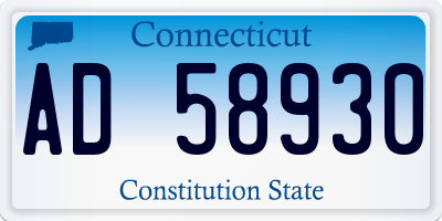 CT license plate AD58930