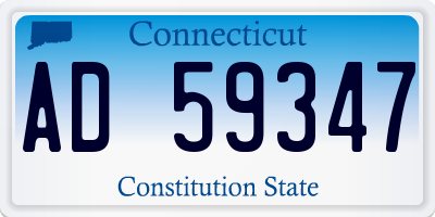 CT license plate AD59347