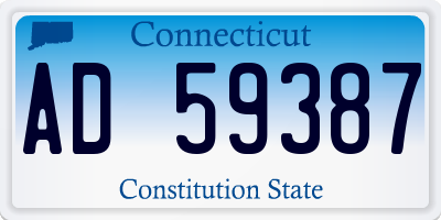 CT license plate AD59387