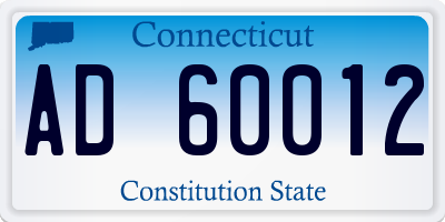 CT license plate AD60012