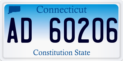 CT license plate AD60206