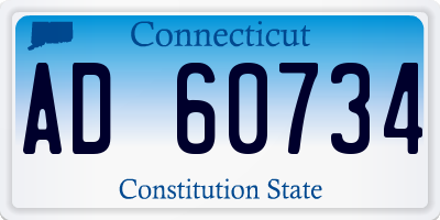 CT license plate AD60734