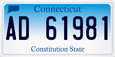 CT license plate AD61981