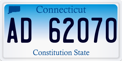 CT license plate AD62070