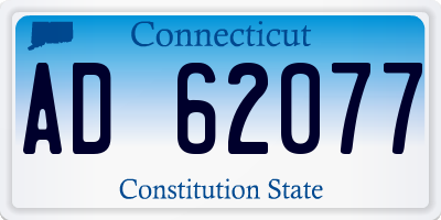 CT license plate AD62077