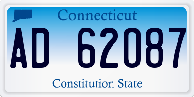 CT license plate AD62087