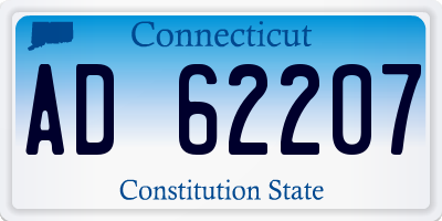 CT license plate AD62207
