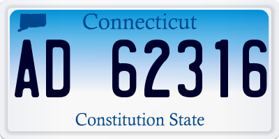 CT license plate AD62316