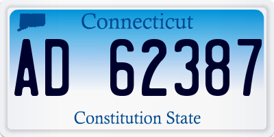 CT license plate AD62387