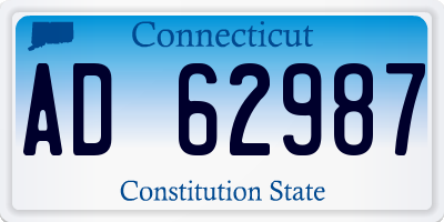 CT license plate AD62987