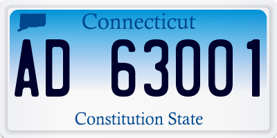 CT license plate AD63001
