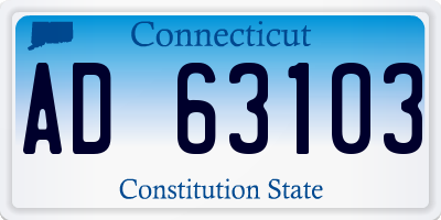 CT license plate AD63103