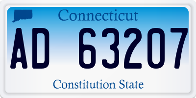 CT license plate AD63207