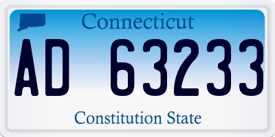 CT license plate AD63233