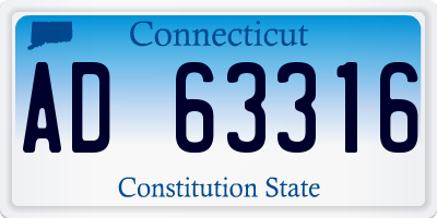 CT license plate AD63316