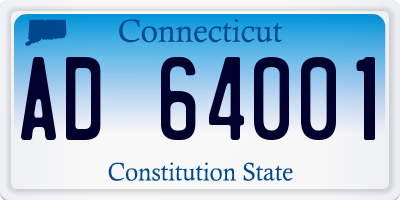 CT license plate AD64001