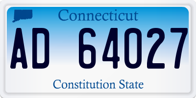 CT license plate AD64027