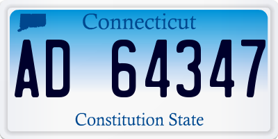 CT license plate AD64347