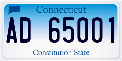 CT license plate AD65001