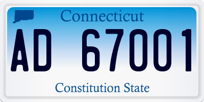 CT license plate AD67001