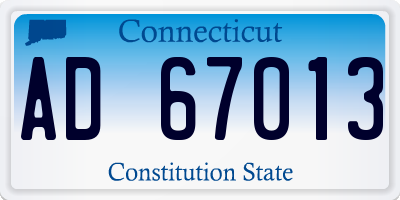 CT license plate AD67013