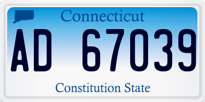 CT license plate AD67039