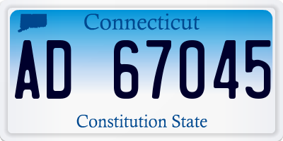 CT license plate AD67045
