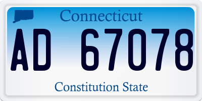 CT license plate AD67078