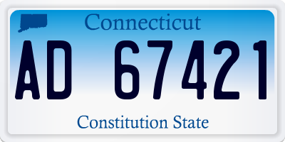 CT license plate AD67421