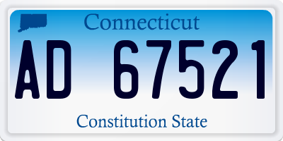 CT license plate AD67521