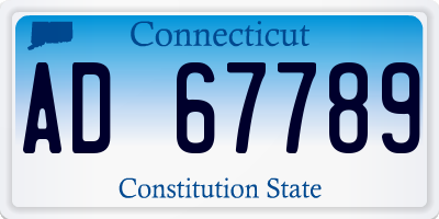CT license plate AD67789