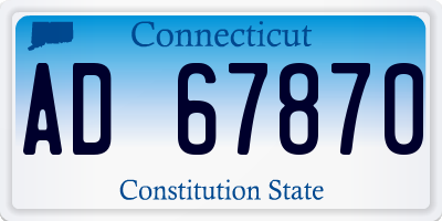 CT license plate AD67870