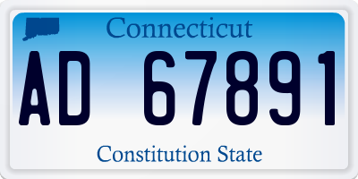 CT license plate AD67891