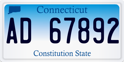CT license plate AD67892