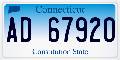CT license plate AD67920