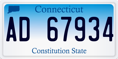 CT license plate AD67934