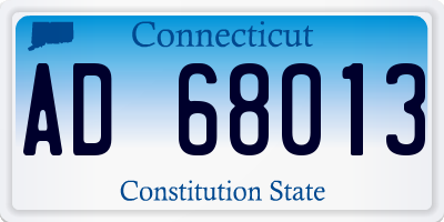 CT license plate AD68013