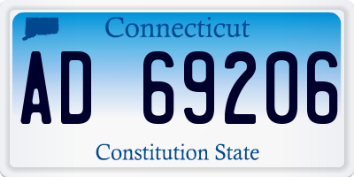 CT license plate AD69206