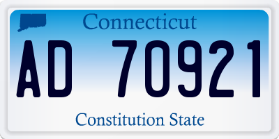 CT license plate AD70921