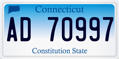 CT license plate AD70997