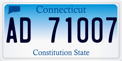 CT license plate AD71007